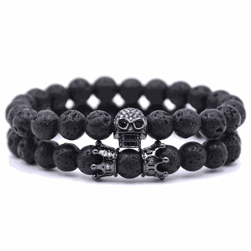 Royal Skull Lava Bracelet Set - BRACELET Stone & Soul