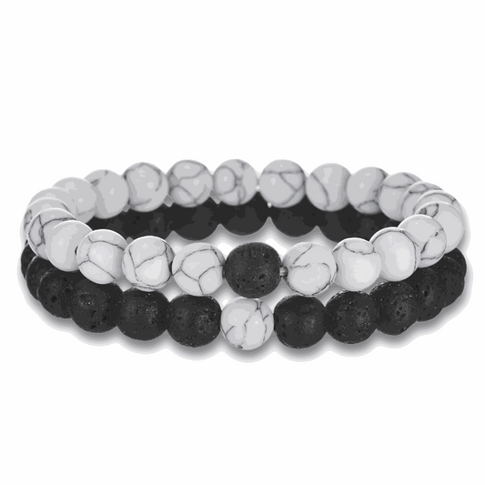 Howlite & Lava Bracelet Set - BRACELET Stone & Soul