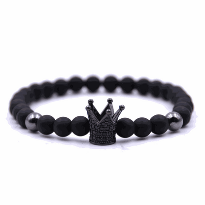 Gunmetal Crown Onyx Bracelet - BRACELET Stone & Soul
