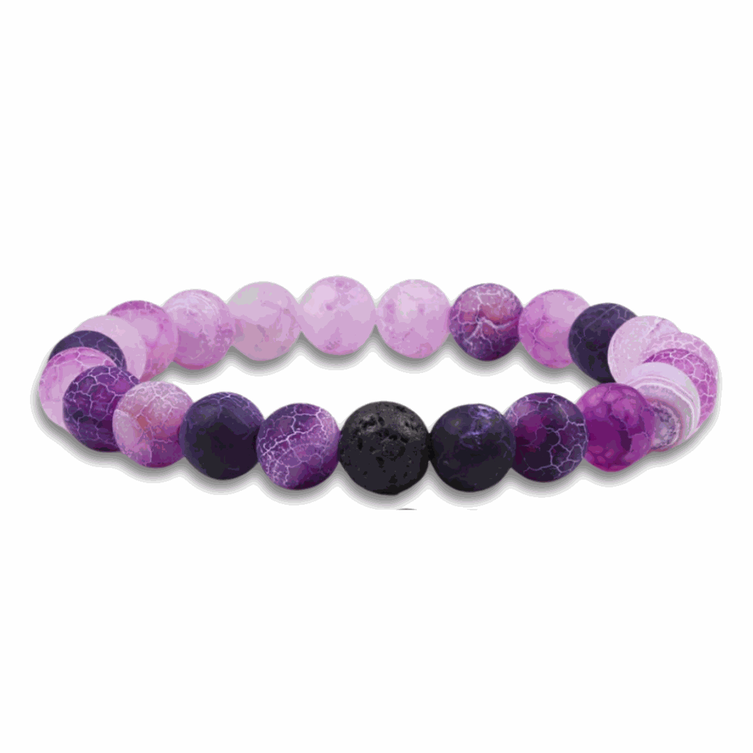 Purple Weathered Agate Lava Bracelet Set - BRACELET Stone & Soul