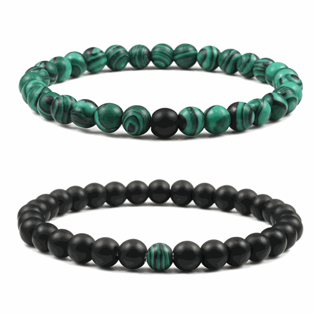Malachite & Onyx Bracelet Set - BRACELET Stone & Soul