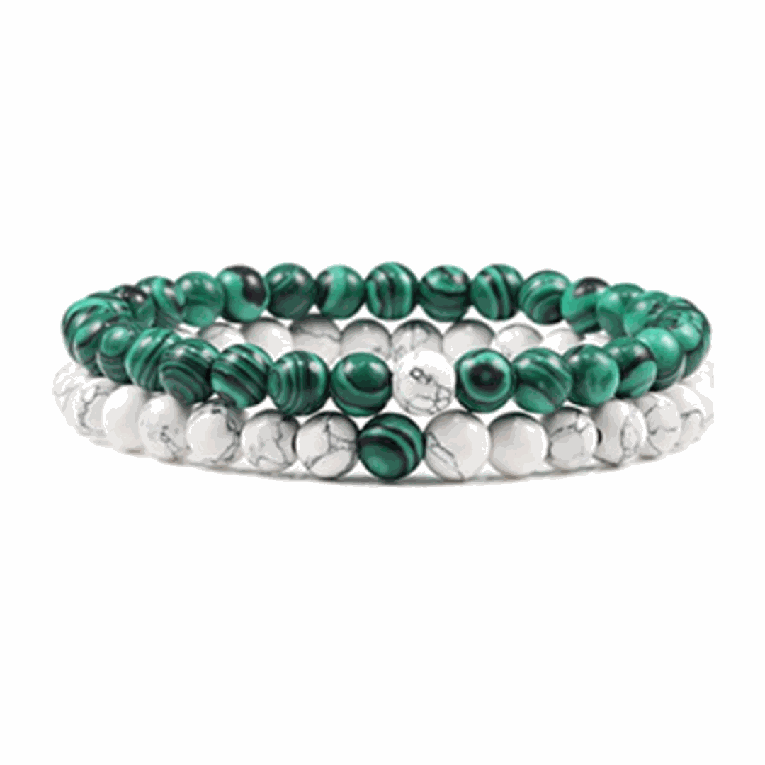Malachite & Howlite Bracelet Set - BRACELET Stone & Soul