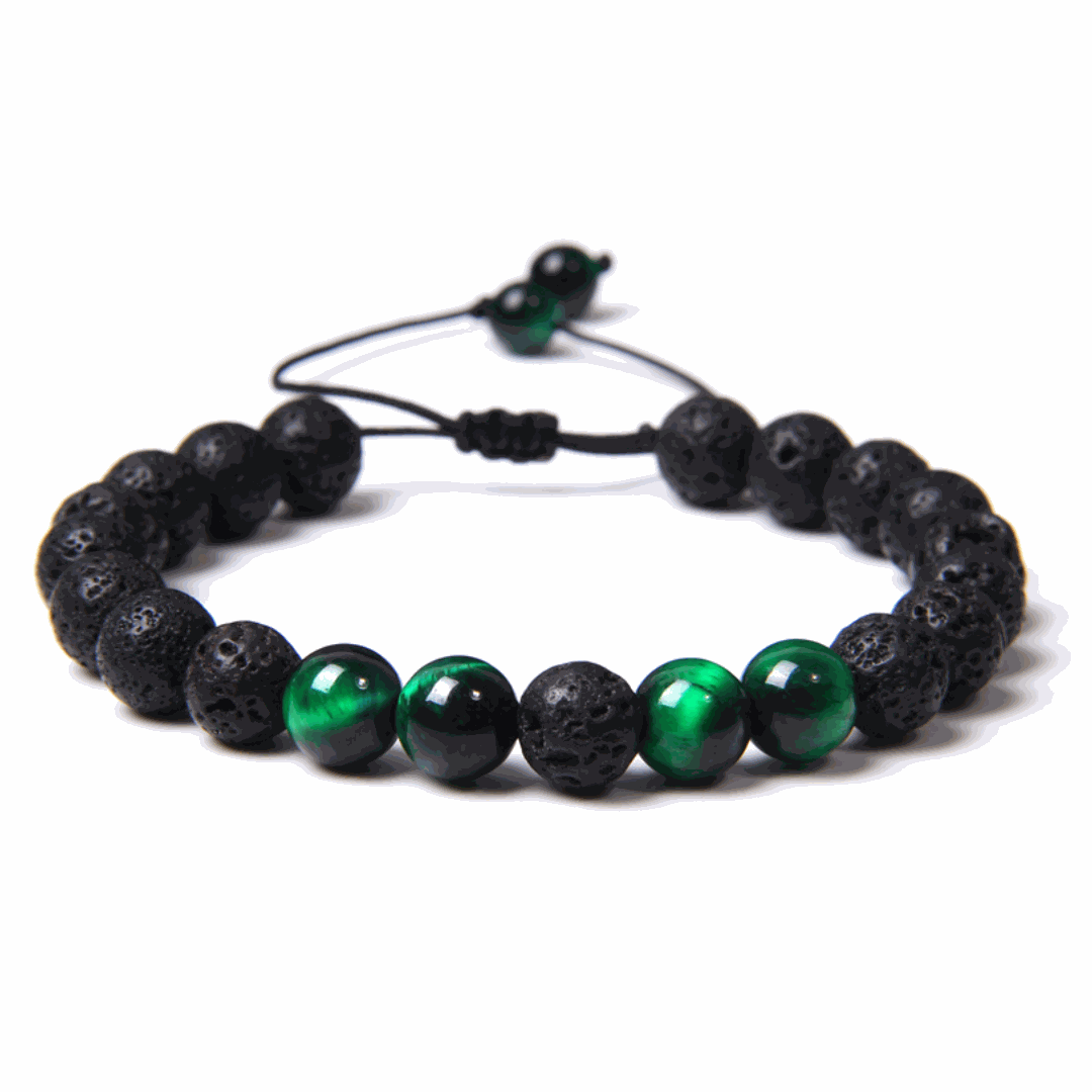 Green Tiger’s Eye Lava Macramé Bracelet - BRACELET Stone & Soul
