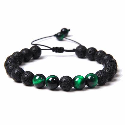 Green Tiger’s Eye Lava Macramé Bracelet - BRACELET Stone & Soul