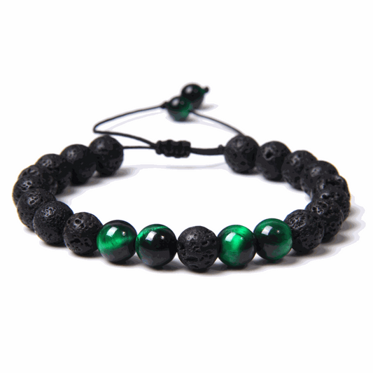 Green Tiger’s Eye Lava Macramé Bracelet - BRACELET Stone & Soul