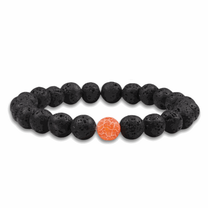 Orange Weathered Agate Lava Bracelet Set - BRACELET Stone & Soul