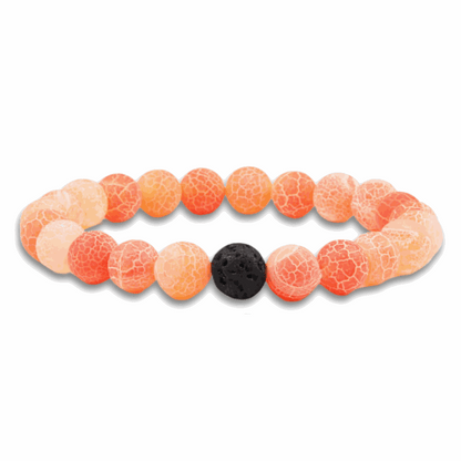 Orange Weathered Agate Lava Bracelet Set - BRACELET Stone & Soul