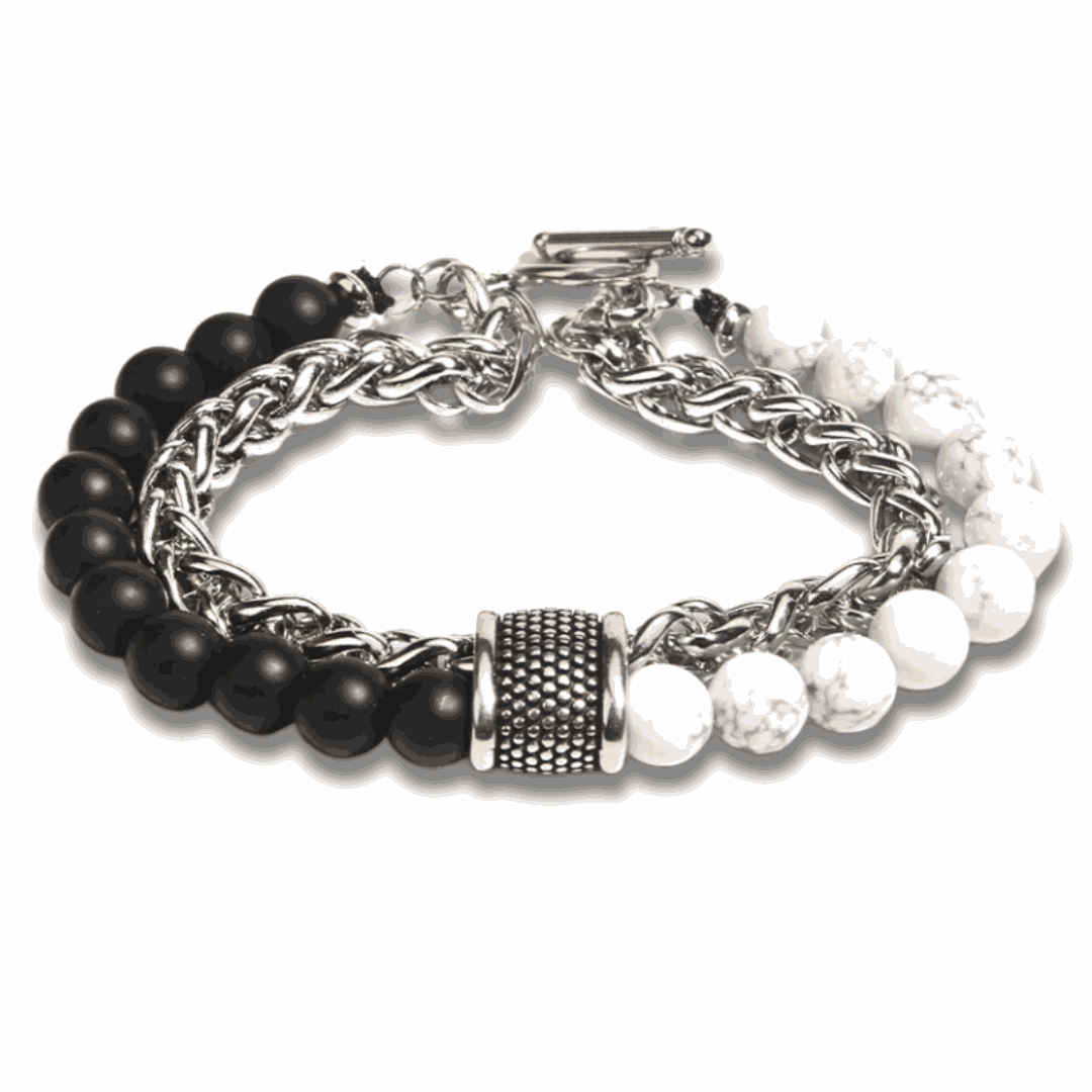 Howlite Onyx Chain Bracelet - BRACELET Stone & Soul