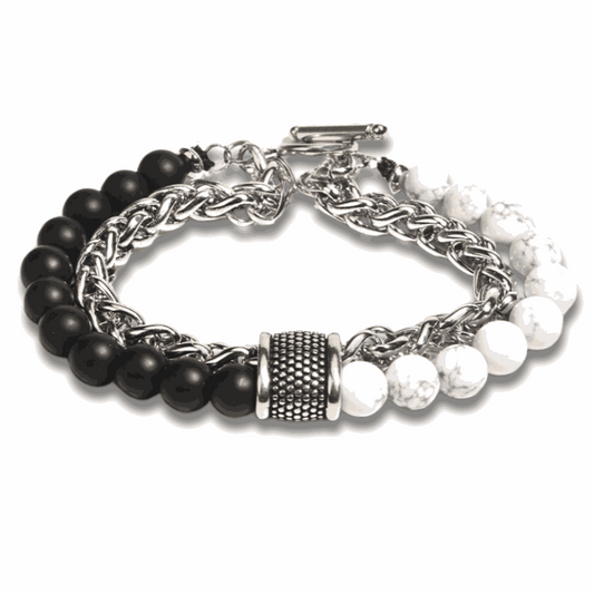 Howlite Onyx Chain Bracelet - BRACELET Stone & Soul