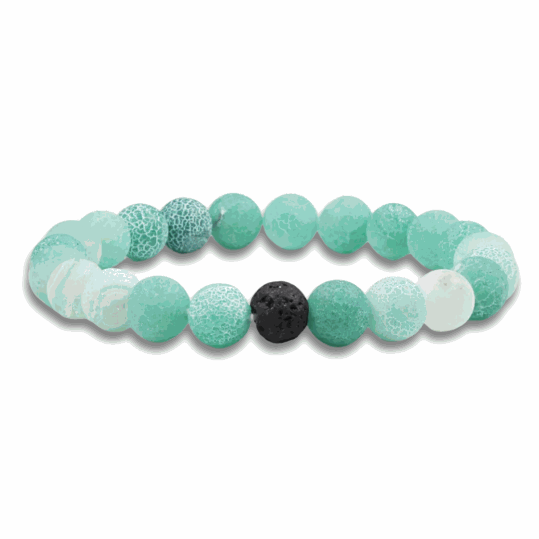 Green Weathered Agate Lava Bracelet Set - BRACELET Stone & Soul