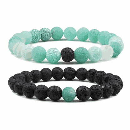 Green Weathered Agate Lava Bracelet Set - BRACELET Stone & Soul